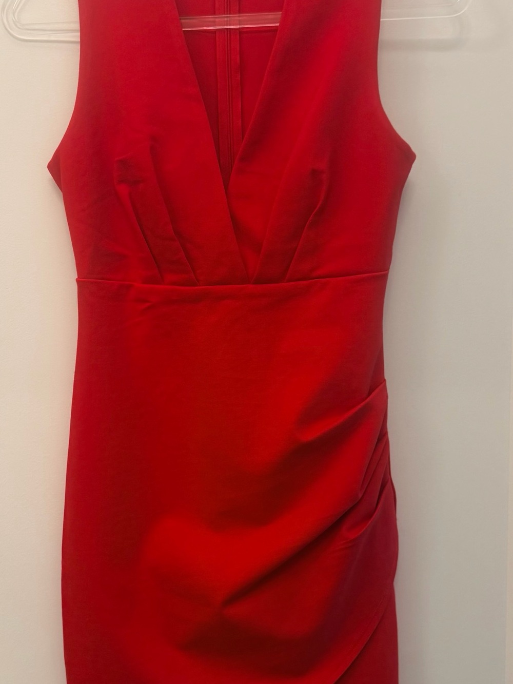 NWOT Lulus Cocktail Hour Red Ruched Dress Size XS Red Ponte Knit